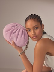 Lilac Purple Leather Snap Clutch Bag - Image 1 of 11