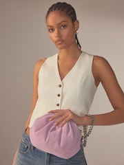 Lilac Purple Leather Snap Clutch Bag - Image 3 of 11