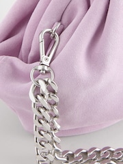 Lilac Purple Leather Snap Clutch Bag - Image 9 of 11