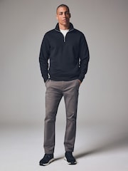Charcoal Grey Slim Fit Zip Detail Stretch Trousers - Image 2 of 6