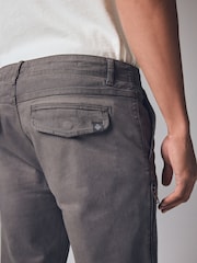 Charcoal Grey Slim Fit Zip Detail Stretch Trousers - Image 4 of 6