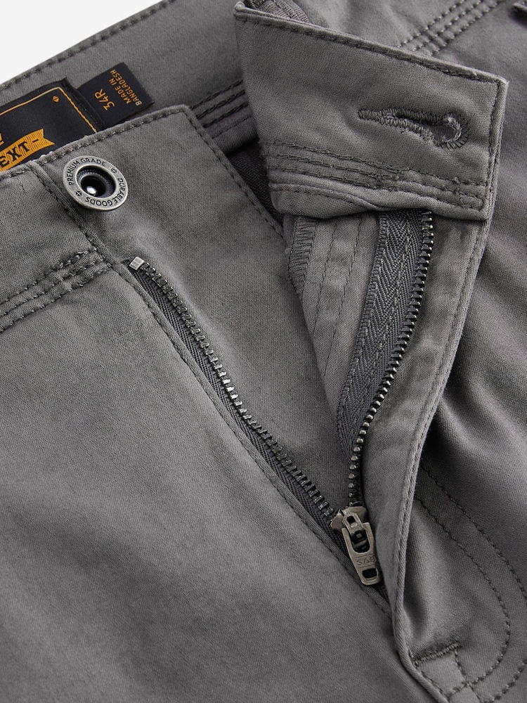 Charcoal Grey Slim Fit Zip Detail Stretch Trousers - Image 6 of 6