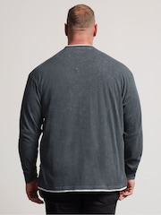 BadRhino Big & Tall Black Distressed Washed Long Sleeve T-Shirt - Image 3 of 6