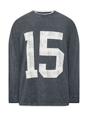 BadRhino Big & Tall Black Distressed Washed Long Sleeve T-Shirt - Image 4 of 6