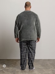 Gris - BadRhino Big & Tall Check Fleece Lounge Set - Imagen 2 de 5