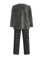 Gris - BadRhino Big & Tall Check Fleece Lounge Set - Imagen 5 de 5