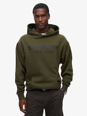 Army Khaki - Superdry Luxury Sport Kapuzensweatshirt in Loose Fit - Bild 1 von 5