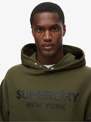 Army Khaki - Superdry Luxury Sport Kapuzensweatshirt in Loose Fit - Bild 3 von 5