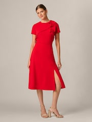 Adrianna Papell Red Ruffle Bodice Midi Dress - Image 1 of 6