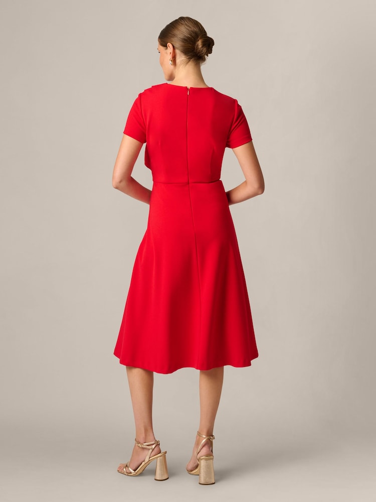 Adrianna Papell Red Ruffle Bodice Midi Dress - Image 2 of 6 Adrianna Papell Red Ruffle Bodice Midi Dress - Image 2 of 6