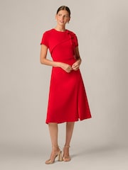 Adrianna Papell Red Ruffle Bodice Midi Dress - Image 3 of 6