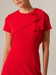 Adrianna Papell Red Ruffle Bodice Midi Dress - Image 4 of 6
