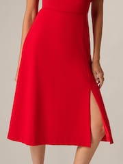 Adrianna Papell Red Ruffle Bodice Midi Dress - Image 5 of 6