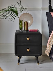 Rockett St George Black Ringo Mango Wood Bedside Table - Image 1 of 8