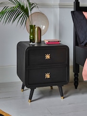 Rockett St George Black Ringo Mango Wood Bedside Table - Image 2 of 8