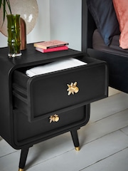 Rockett St George Black Ringo Mango Wood Bedside Table - Image 3 of 8