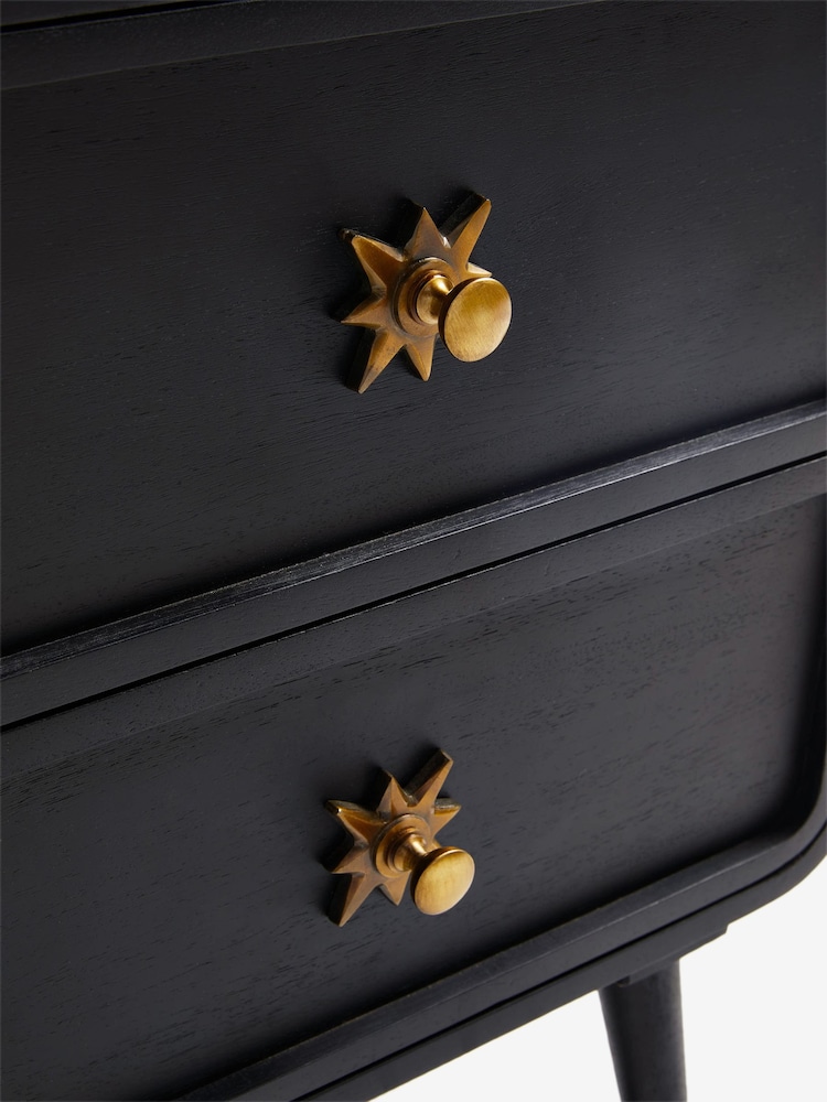Rockett St George Black Ringo Mango Wood Bedside Table - Image 8 of 8