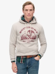 Superdry Beige Marl Lo-Fi Outdoor Graphic Hoodie - Image 1 of 6