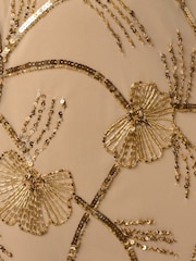 Adrianna Papell Gold Petite Mock Neck Beaded Long Dress - Image 3 of 6