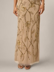 Adrianna Papell Gold Petite Mock Neck Beaded Long Dress - Image 6 of 6