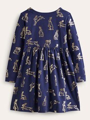 Boden Dark Blue Long Sleeve Fun Jersey Dress - Image 2 of 4