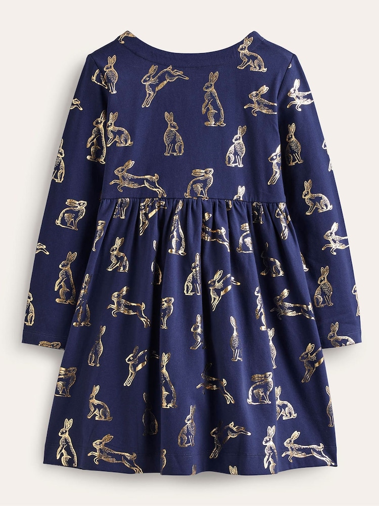 Boden Dark Blue Long Sleeve Fun Jersey Dress - Image 2 of 4 Boden Dark Blue Long Sleeve Fun Jersey Dress - Image 2 of 4
