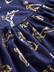 Boden Dark Blue Long Sleeve Fun Jersey Dress - Image 3 of 4