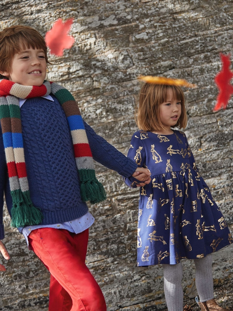 Boden Dark Blue Long Sleeve Fun Jersey Dress - Image 4 of 4