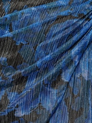 Adrianna Papell Blue Metallic Crinkle Draped Gown - Image 6 of 6