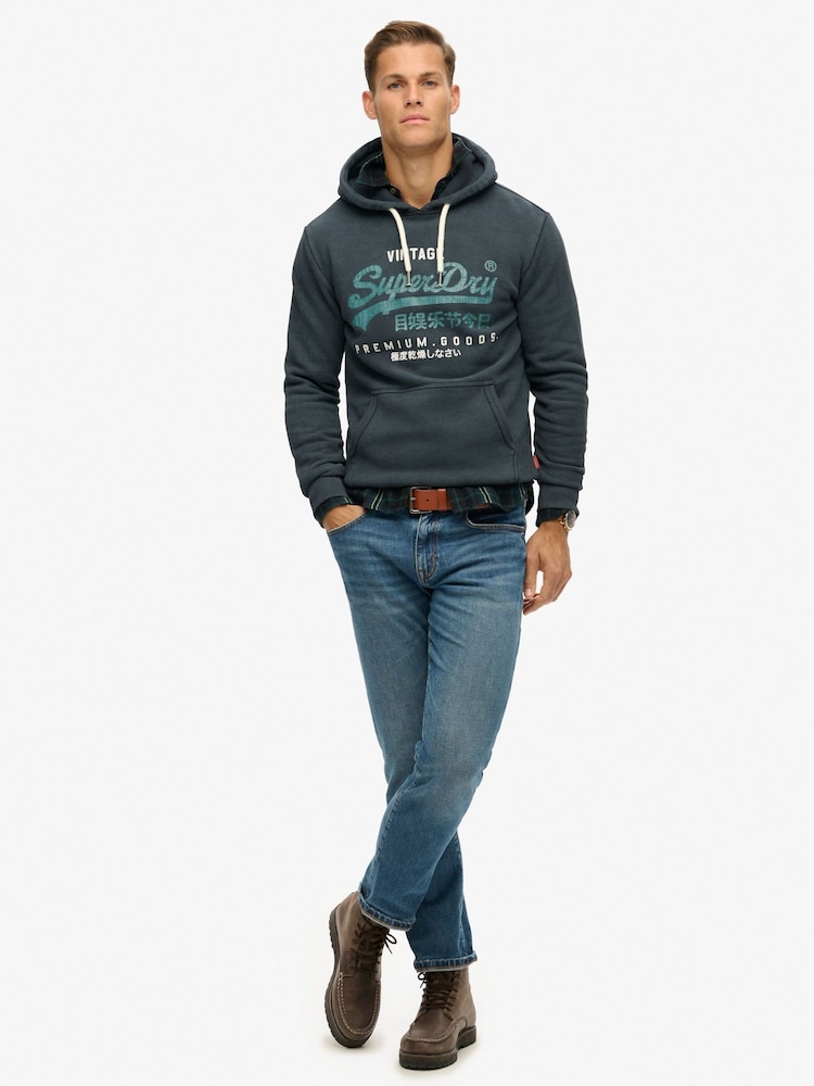 Superdry Jet Black Duo Vintage Logo Hoodie - Image 2 of 7