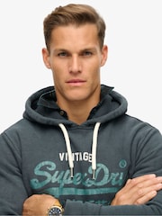 Superdry Jet Black Duo Vintage Logo Hoodie - Image 3 of 7