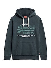 Superdry Jet Black Duo Vintage Logo Hoodie - Image 4 of 7