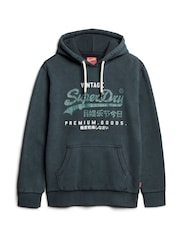 Superdry Jet Black Duo Vintage Logo Hoodie - Image 5 of 7