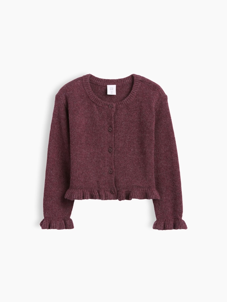 Gap Burgundy CashSoft Ruffle Cardigan (6mths-5yrs) - Image 1 of 3
