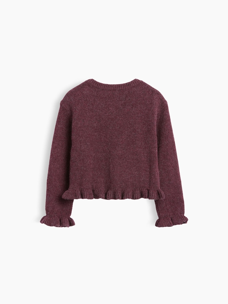 Gap Burgundy CashSoft Ruffle Cardigan (6mths-5yrs) - Image 2 of 3