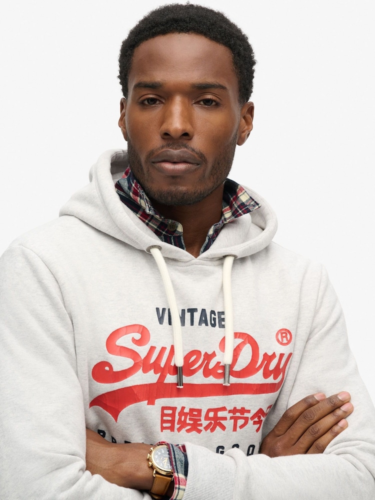 Superdry Glacier Grey Marl Duo Vintage Logo Hoodie - Image 2 of 4