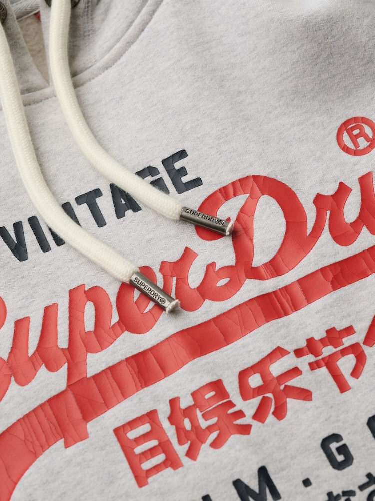 Superdry Glacier Grey Marl Duo Vintage Logo Hoodie - Image 4 of 4