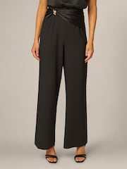 Adrianna Papell Black Satin Crepe Jumpsuit - Image 4 of 5
