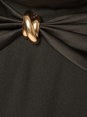 Adrianna Papell Black Satin Crepe Jumpsuit - Image 5 of 5