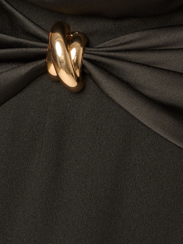 Adrianna Papell Black Satin Crepe Jumpsuit - Image 5 of 5 Adrianna Papell Black Satin Crepe Jumpsuit - Image 5 of 5
