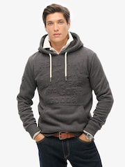Grafite Cinza escuro Marl - Superdry gráfico com logotipo em relevo Hoodie - Imagem 1 de 5