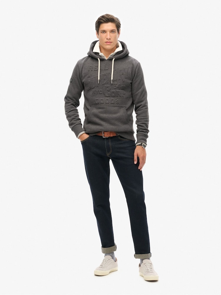 Gris grafito oscuro jaspeado - Sudadera con capucha con logotipo gráfico en relieve de Superdry - Imagen 2 de 5 Gris grafito oscuro jaspeado - Sudadera con capucha con logotipo gráfico en relieve de Superdry - Imagen 2 de 5