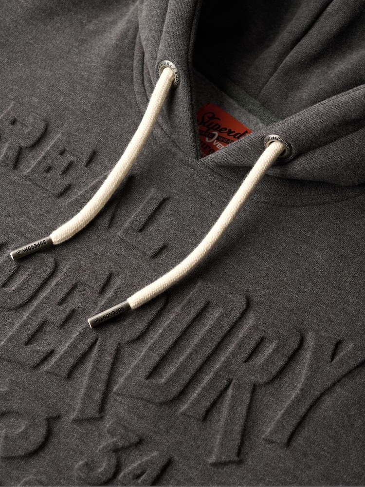Grafite Cinza escuro Marl - Superdry gráfico com logotipo em relevo Hoodie - Imagem 5 de 5