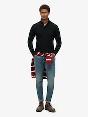 Superdry Black 100% Cotton Long Sleeve Pique Polo Shirt - Image 3 of 6