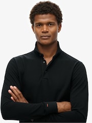 Superdry Black 100% Cotton Long Sleeve Pique Polo Shirt - Image 4 of 6