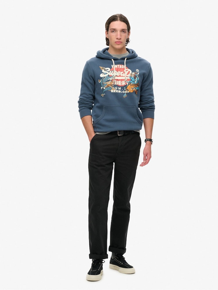 Superdry Ink Blue Tokyo Vintage Logo Hoodie - Image 1 of 2
