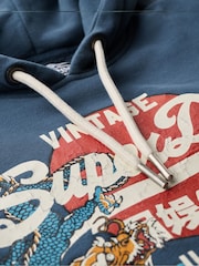 Tintenblau - Superdry Tokyo Vintage Kapuzensweatshirt mit Logo - Bild 5 von 5