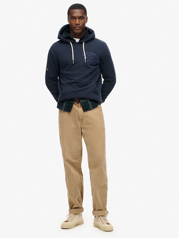 Superdry Eclipse Navy Machined Goods Workwear Hoodie - Image 1 of 5