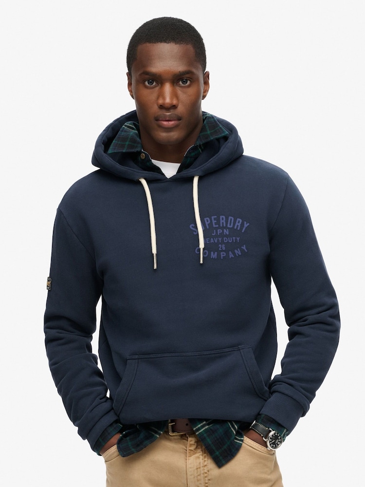Superdry Eclipse Navy Machined Goods Workwear Hoodie - Image 2 of 5