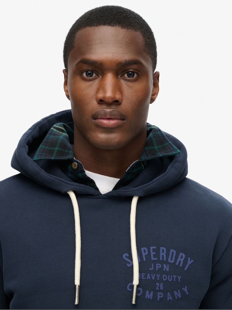 Superdry Eclipse Navy Machined Goods Workwear Hoodie - Image 3 of 5